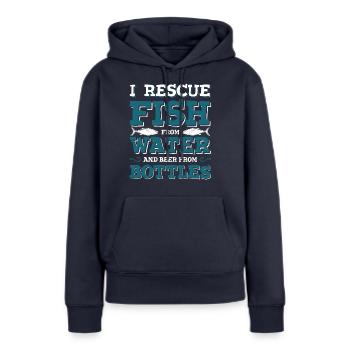 pêche pêche pêche - Sweat à capuche Premium bio Femme - bleu marine - Devant - Julia (174cm)