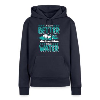 tauchen unter wasser - Frauen Premium Bio Hoodie - Navy - Vorne - Julia (174cm)