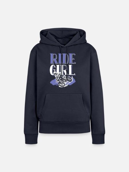 girl mädchen motocross - Frauen Premium Bio Hoodie - Navy