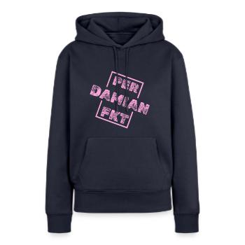 Perfekt Damian - Frauen Premium Bio Hoodie - Navy - Vorne - Julia (174cm)