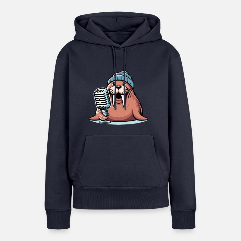 Walrus à l’antenne - Sweat à capuche Premium bio Femme - bleu marine