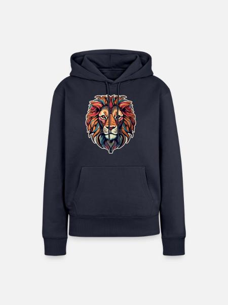 Löwenkopf psychedelisch - Frauen Premium Bio Hoodie - Navy
