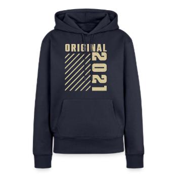 Original 2021 Authentic 2021 Vintage Bursdag - Sweat à capuche Premium bio Femme - bleu marine - Devant - Julia (174cm)