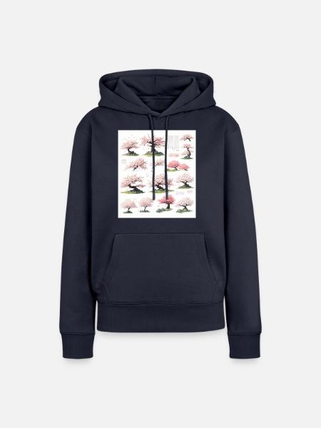 Illustrationen von Kirschbäumen - Frauen Premium Bio Hoodie - Navy