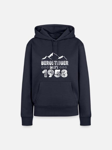 geboren 1958 - Frauen Premium Bio Hoodie - Navy