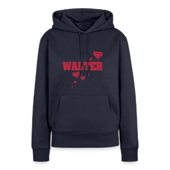 Idée cadeau Walter - Sweat à capuche Premium bio Femme - bleu marine - Devant - Julia (174cm)