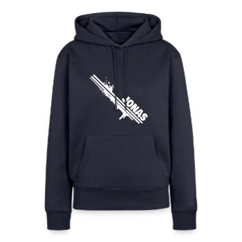 Jonas als Farbklecks - Frauen Premium Bio Hoodie - Navy - Vorne - Julia (174cm)