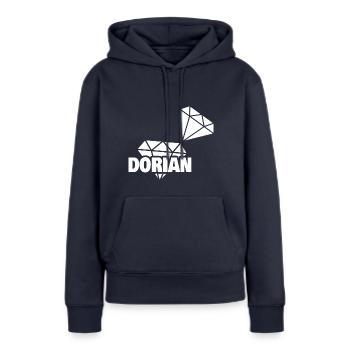 Dorian als Kostbar - Frauen Premium Bio Hoodie - Navy - Vorne - Julia (174cm)