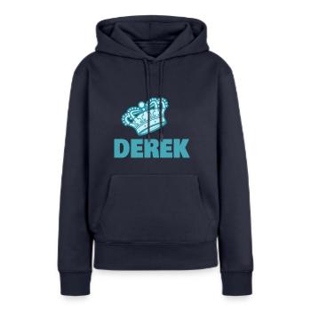Krone Derek - Frauen Premium Bio Hoodie - Navy - Vorne - Julia (174cm)