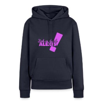 Aufgeben Alexis - Frauen Premium Bio Hoodie - Navy - Vorne - Julia (174cm)