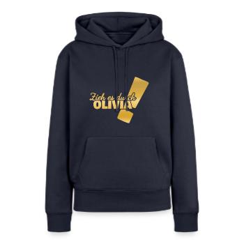 Durchhalten Olivia - Frauen Premium Bio Hoodie - Navy - Vorne - Julia (174cm)