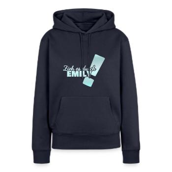 Aufgeben Emily - Frauen Premium Bio Hoodie - Navy - Vorne - Julia (174cm)