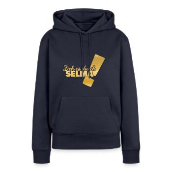 Aufgeben Selma - Frauen Premium Bio Hoodie - Navy - Vorne - Julia (174cm)