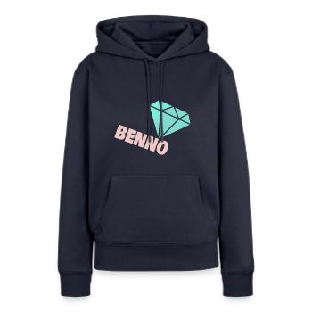 Benno als Edel - Frauen Premium Bio Hoodie - Navy - Vorne - Julia (174cm)