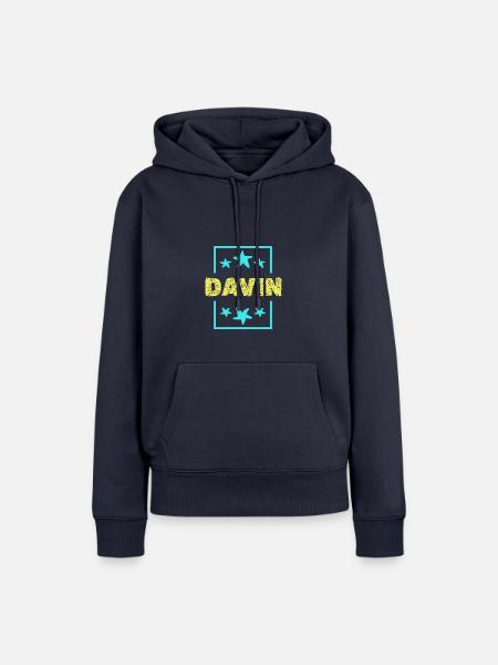 Vorname Davin - Frauen Premium Bio Hoodie - Navy