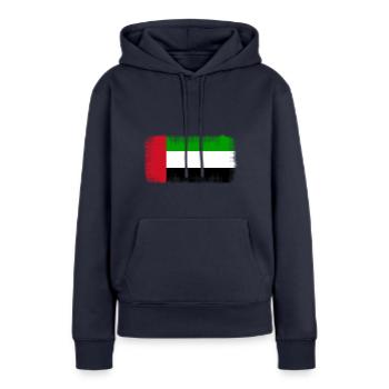 Émirats arabes unis - Sweat à capuche Premium bio Femme - bleu marine - Devant - Julia (174cm)