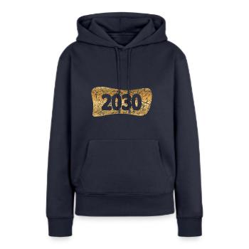 Lingot d’or 2030 - Sweat à capuche Premium bio Femme - bleu marine - Devant - Julia (174cm)