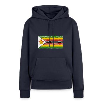 Zimbabwe - Sweat à capuche Premium bio Femme - bleu marine - Devant - Julia (174cm)