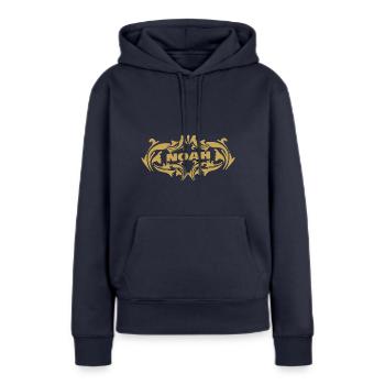 Noah - Frauen Premium Bio Hoodie - Navy - Vorne - Julia (174cm)