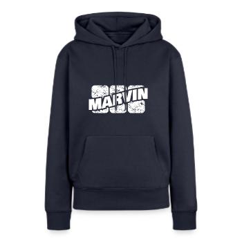Marvin Marvin - Frauen Premium Bio Hoodie - Navy - Vorne - Julia (174cm)