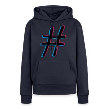 Hashtag effet 3D - Sweat à capuche Premium bio Femme - bleu marine - Devant - Julia (174cm)