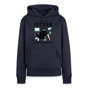 Zocken Weil Mord Falsch Ist Gamer Zocken Gaming - Frauen Premium Bio Hoodie - Navy - Vorne - Julia (174cm)