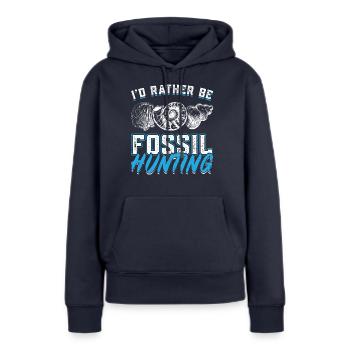 Je préfère chasser les fossiles - Fossil Hunter - Sweat à capuche Premium bio Femme - bleu marine - Devant - Julia (174cm)