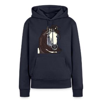 Pferdekopf 05 Schimmel - Frauen Premium Bio Hoodie - Navy - Vorne - Julia (174cm)
