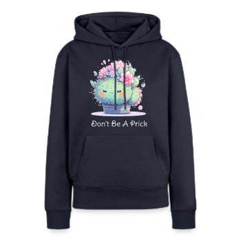 Ne sois pas une piqûre - Kawaii Cactus Design - Sweat à capuche Premium bio Femme - bleu marine - Devant - Julia (174cm)