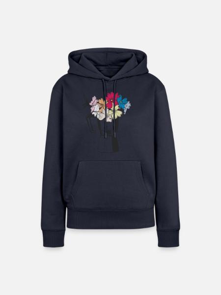 Mokka Blumen - Frauen Premium Bio Hoodie - Navy