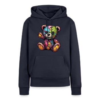 Ours en peluche / Peluche / Animal en peluche / Idée cadeau - Sweat à capuche Premium bio Femme - bleu marine - Devant - Julia (174cm)