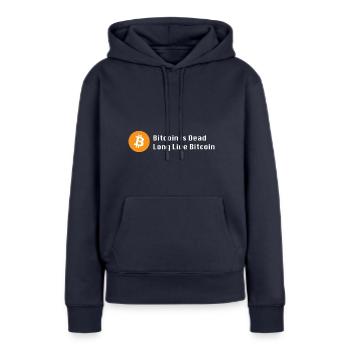 Bitcoin ist tot - Frauen Premium Bio Hoodie - Navy - Vorne - Julia (174cm)