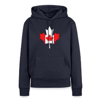 Feuille d'érable canadienne - Sweat à capuche Premium bio Femme - bleu marine - Devant - Julia (174cm)
