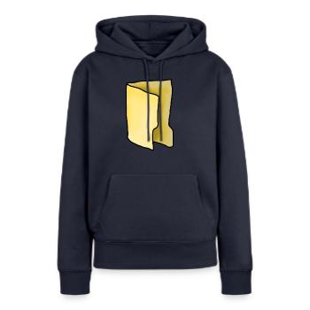 dossier - Sweat à capuche Premium bio Femme - bleu marine - Devant - Julia (174cm)