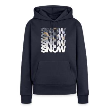 Snow Snow Snow Snow | Neige neige neige neige - Sweat à capuche Premium bio Femme - bleu marine - Devant - Julia (174cm)