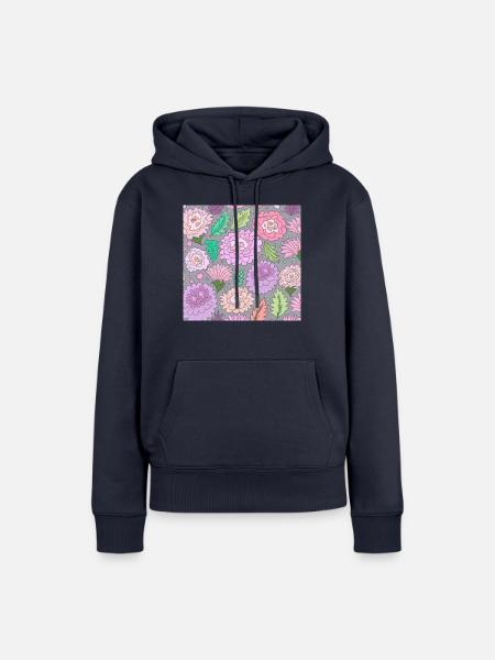 Blumenmuster Blumen - Frauen Premium Bio Hoodie - Navy