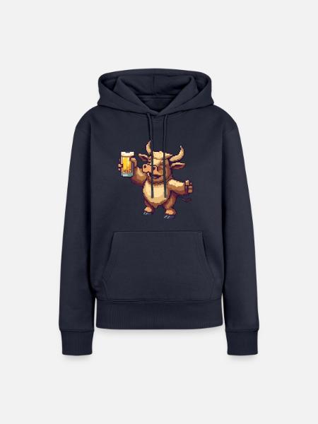 Stier Pixel Bier - Frauen Premium Bio Hoodie - Navy