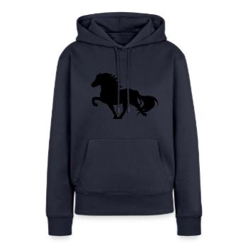 Tölter-Silhouette – Islandpferd I - Frauen Premium Bio Hoodie - Navy - Vorne - Julia (174cm)