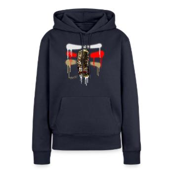SPRAY A TIKI iii-a01rb-07 - Frauen Premium Bio Hoodie - Navy - Vorne - Julia (174cm)