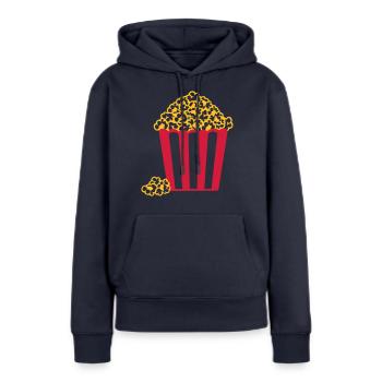 Pop-corn - Sweat à capuche Premium bio Femme - bleu marine - Devant - Julia (174cm)