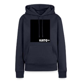 LGBTQ+ - Sweat à capuche Premium bio Femme - bleu marine - Devant - Julia (174cm)