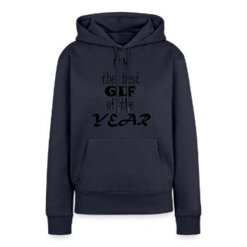 GIF de l’année - Lettrage - Sweat à capuche Premium bio Femme - bleu marine - Devant - Julia (174cm)