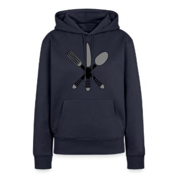 Cuisine couverts 2 - Sweat à capuche Premium bio Femme - bleu marine - Devant - Julia (174cm)