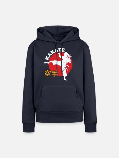 Karate-Mädchen - Frauen Premium Bio Hoodie - Navy