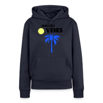 Ambiance jamaïcaine - Sweat à capuche Premium bio Femme - bleu marine - Devant - Julia (174cm)