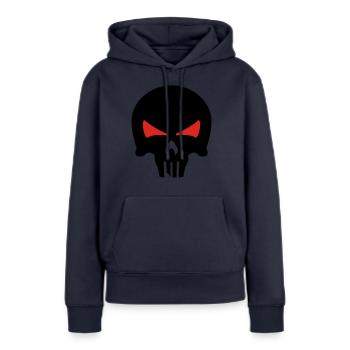 bone head - Frauen Premium Bio Hoodie - Navy - Vorne - Julia (174cm)