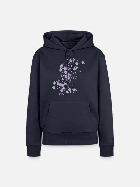 Blütenregen / raining blossoms (2c) - Frauen Premium Bio Hoodie - Navy