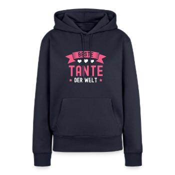 Beste Tante der Welt Geschenkidee - Frauen Premium Bio Hoodie - Navy - Vorne - Julia (174cm)
