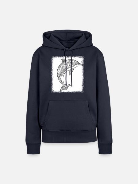 caribbean aquatic environment background - Frauen Premium Bio Hoodie - Navy