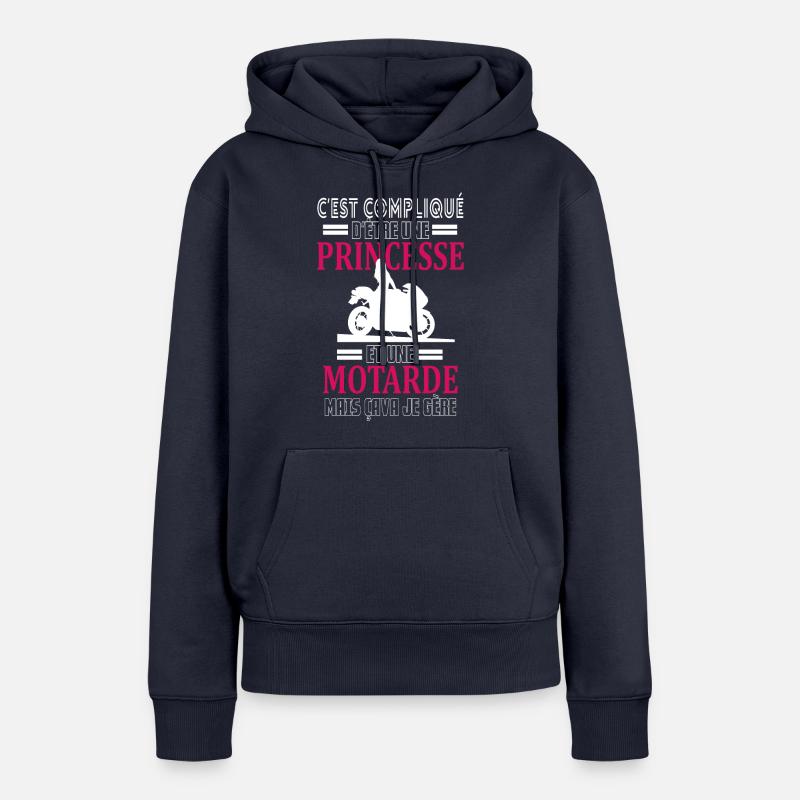 Princesse et Motarde - Sweat à capuche Premium bio Femme - bleu marine